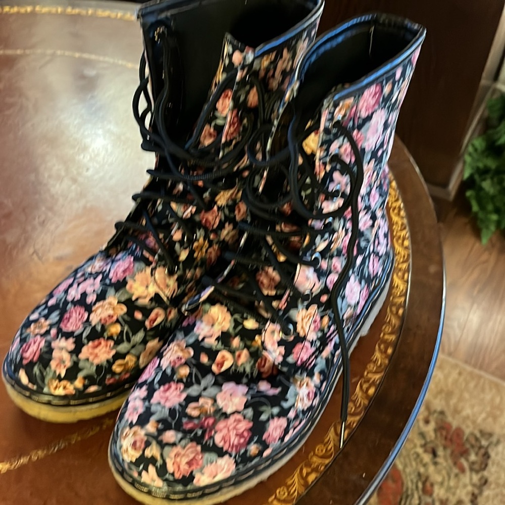Floral combat boots